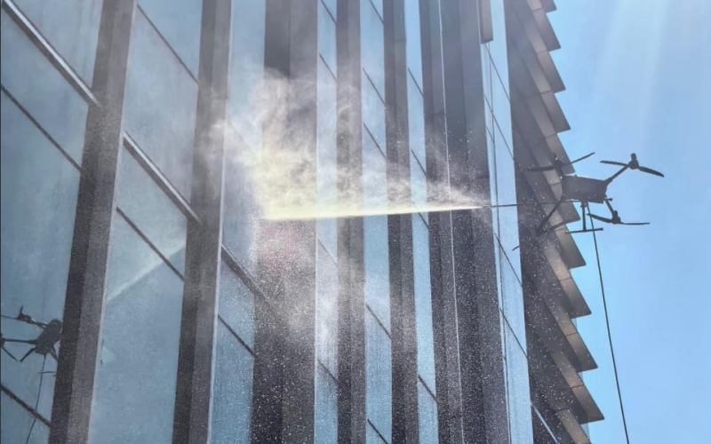 DJI M400 & FC100 Cleaning Payload for Building Maintenance | TDHP