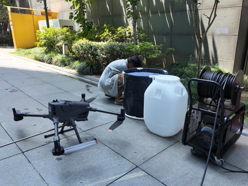 Highrise drone window cleaning before and after comparison on hotel glass façade using window cleaning drones Highrise drone window cleaning before and after comparison on hotel glass façade using window cleaning drones